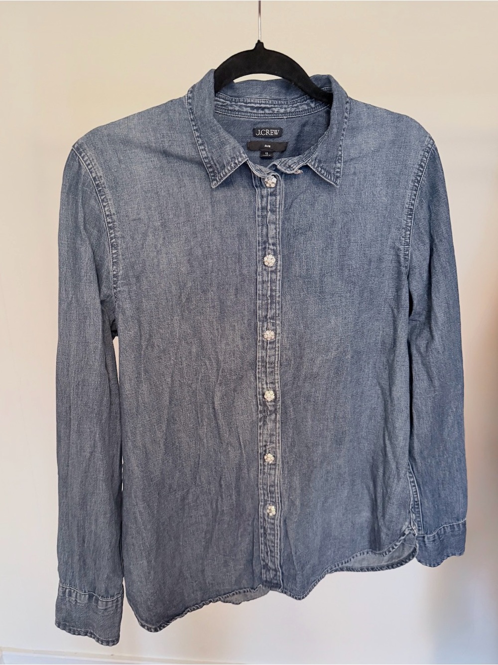 J. Crew Women's Light Blue Denim Button-Down Shirt